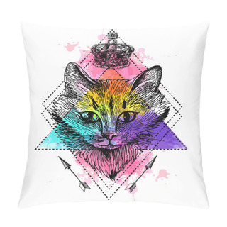 Personality  Head Of Cat Pillow Covers
