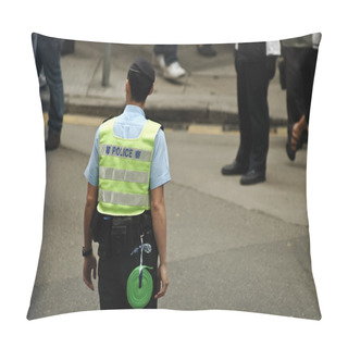 Personality  Police Officer Is Standing By On Duty In Hong Kong Pillow Covers