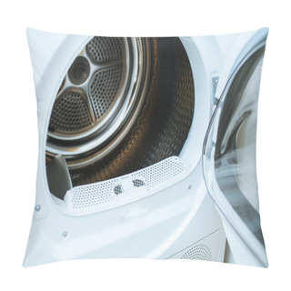 Personality  Open Door Of A Modern New Front-load Clothes Dryer  Pillow Covers