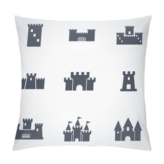 Personality  Vector Black Castle Icon Set Pillow Covers