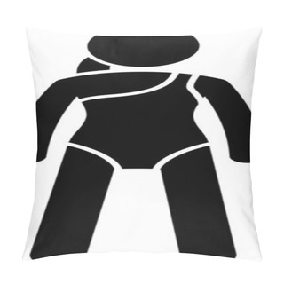 Personality Women Swimsuits And Swimwear. Stick Figures Depict Different Types Of Swimming Suits Fashion Wear By Woman, Lady, Girl, Or Female. Pillow Covers