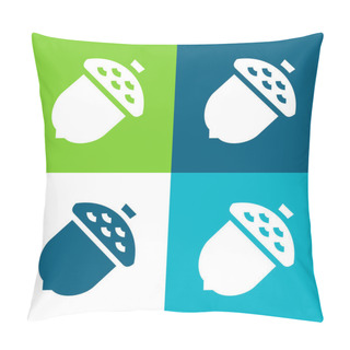 Personality  Acorn Flat Four Color Minimal Icon Set Pillow Covers