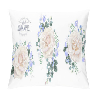 Personality  Vector Vintage Floral Set With White Roses Pillow Covers