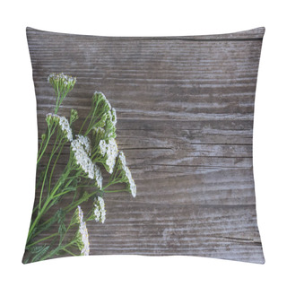 Personality  Fresh Grass Yarrow On Old Wooden Background Pillow Covers