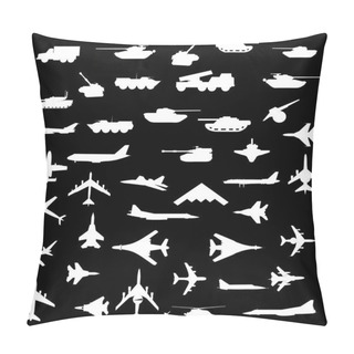 Personality  Vector Set Of Aircraft, Armored And Guns. Pillow Covers