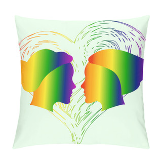 Personality  Love Has No Limit. Rainbow Heart. Conceptual Design For Greeting Card, Logo, Label, Banner Or Clothing Design. Lesbian Support Symbol. LGBT Theme. Vector Illustration. Pillow Covers