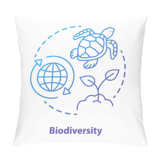 Personality  Biodiversity Concept Icon. Natural Ecosystem Protection Idea Thin Line Illustration In Blue. Wild Life And Marine Habitants Conservation. Nature Saving. Vector Isolated Outline Drawing Pillow Covers