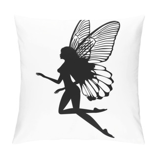 Personality  Silhouette Of A Fairy Isolated On White Background Pillow Covers