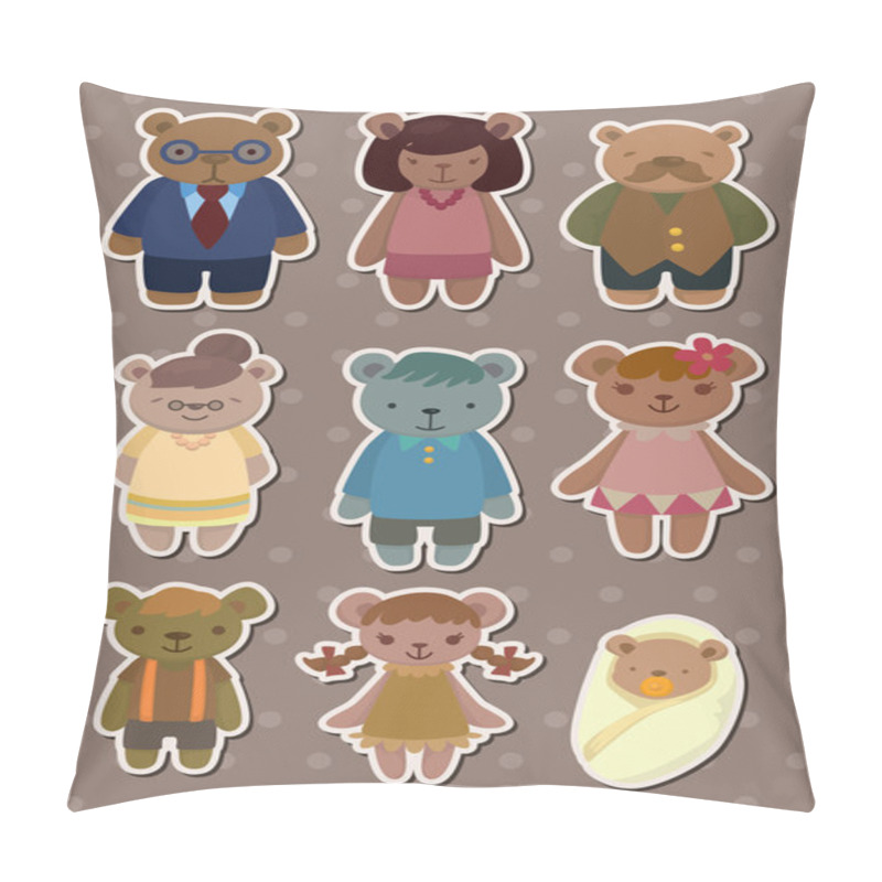 Personality  bear family stickers pillow covers