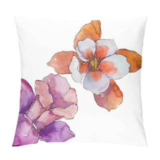 Personality  Watercolor Colorful Aquilegia Flower. Floral Botanical Flower. Isolated Illustration Element. Aquarelle Wildflower For Background, Texture, Wrapper Pattern, Frame Or Border. Pillow Covers