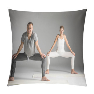 Personality  Couple Practicing Yoga Pillow Covers