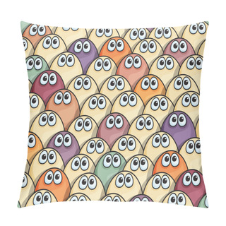 Personality  Seamless Background With Funny Frightened Eyes Pillow Covers