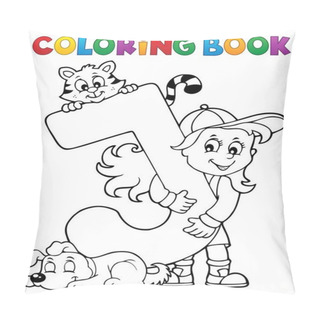 Personality  Coloring Book Girl And Pets By Letter J Pillow Covers