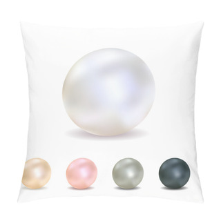 Personality  Set Of Realistic Pearls (white, Peach, Pink, Gray, Black), Isolated On A White Background. Pillow Covers