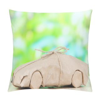 Personality  Car Wrapped In Brown Kraft Paper, On Nature Background Pillow Covers