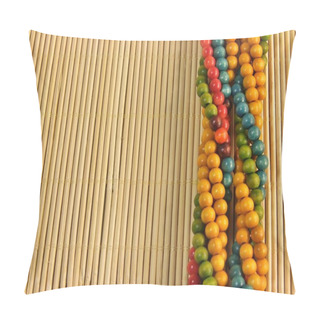 Personality  Wooden Colorful Jewellery On Bamboo Table Pillow Covers