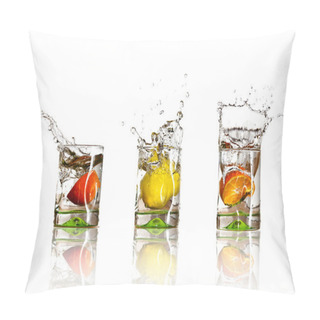 Personality  Drinks With Splashing Citrus Fruits Pillow Covers