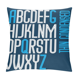 Personality  Vector Tall Condensed Capital English Alphabet Letters Collection Made With White Lines, Can Be Used In Poster Design As Newspaper Advertising Pillow Covers