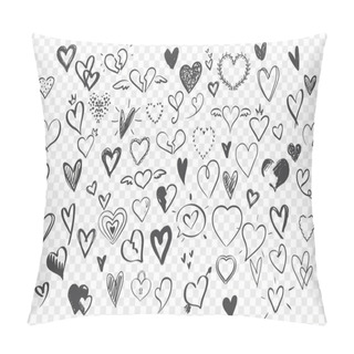 Personality  Doodle Sketches, Hearts Set Pillow Covers