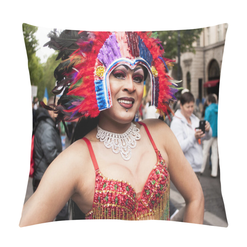 Personality  Elaborately Dressed Transgender During Parade Pillow Covers