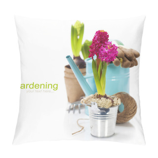 Personality  Fresh Hyacinth Flower Bulb In Pot And Garden Tools Pillow Covers