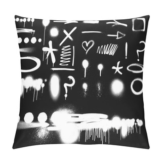 Personality  White Spray Symbols Against Black Background Pillow Covers