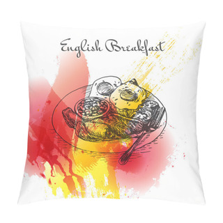 Personality  English Breakfast Colorful Illustration. Pillow Covers