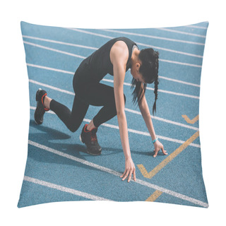 Personality  Sportswoman On Starting Line  Pillow Covers