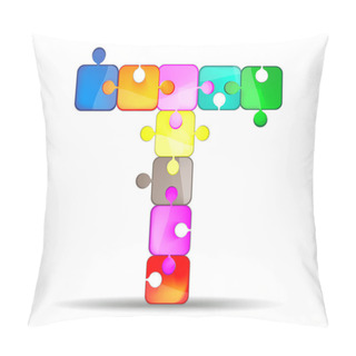 Personality  Letter T With Colorful Puzzle Pillow Covers