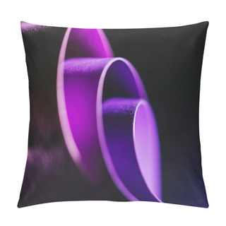 Personality  Close Up View Of Arcs Of Purple Paper On Black Pillow Covers
