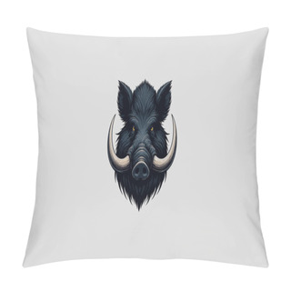 Personality  Head Boar With Long Fangs Vector Mascot Design Pillow Covers