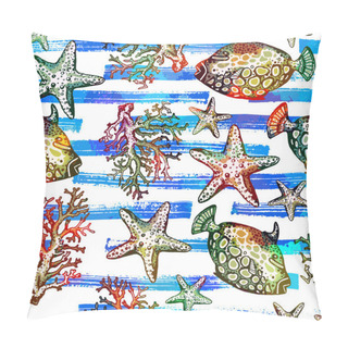 Personality  Marine Fish, Corals And Starfish Pattern Pillow Covers