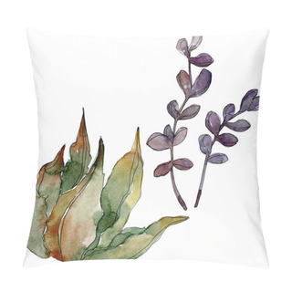 Personality  Exotic Tropical Hawaiian Botanical Succulents. Watercolor Background Illustration Set. Isolated Succulents Illustration Elements. Pillow Covers