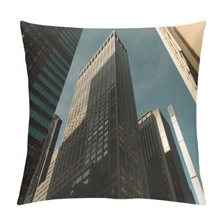 Personality  Low Angle View Of Modern Skyscrapers In Manhattan District Of New York City Pillow Covers