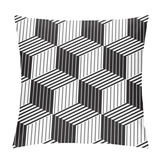 Personality  3d Boxes Geometric Optical Seamless Pattern, Black And White Vec Pillow Covers
