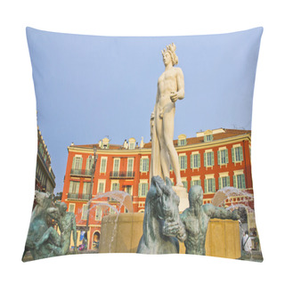 Personality  Place Massena In Nice With The Fontaine Du Soleil And The Apollo Statue Pillow Covers