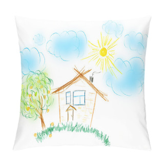 Personality  Child's Drawing Of Their House Pillow Covers