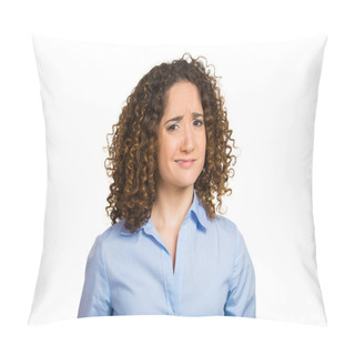 Personality  Skeptical Young Lady, Woman Looking Suspicious Pillow Covers