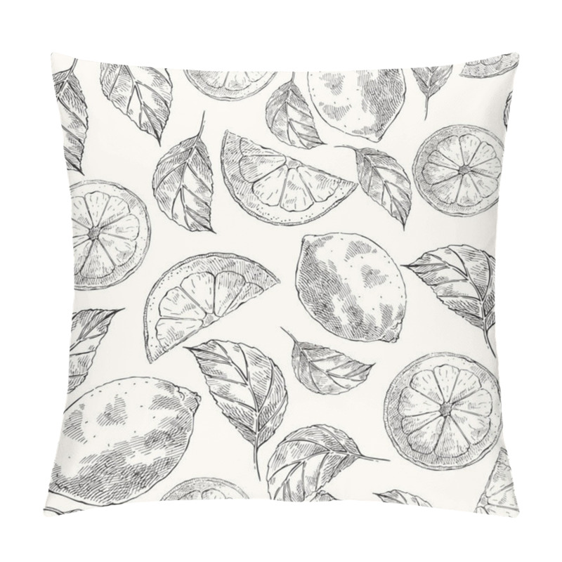 Personality  Lemons hand drawn sketch vector seamless pattern pillow covers