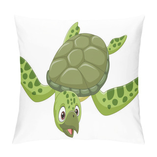 Personality  Vector Illustration Of Cartoon Sea Turtle On White Background Pillow Covers