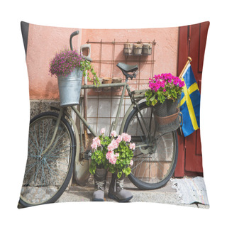 Personality  Flower Decorated Military Bike In Defense Area Stockholm Pillow Covers