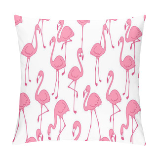 Personality  Flamingo Seamless Pattern Vector Pink Flamingos Exotic Bird Tropical Scarf Isolated Tile Background Repeat Wallpaper Cartoon Illustration Pillow Covers