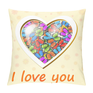 Personality  Vector Heart Full Of Colored Butterflies Pillow Covers