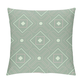Personality  Geometric Seamless Pattern. Olive Green Background With Pale Pink Elements For Wallpapers, Textile And Fabrics Pillow Covers