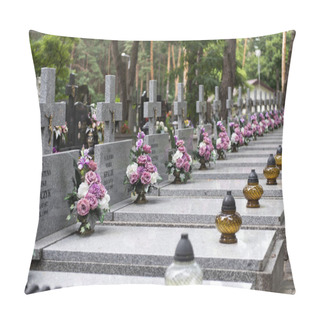 Personality  Eastern Europe Cemetery, Candles And Flowers Pillow Covers