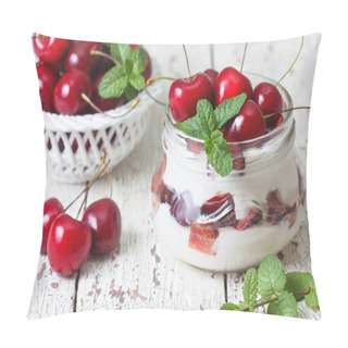 Personality  Yogurt With Fresh Cherries Pillow Covers