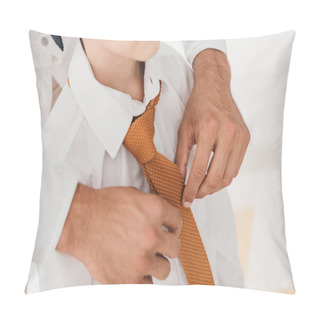 Personality  Partial View Of Father And Son In White Shirts With Ties Pillow Covers