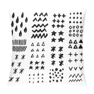 Personality  Doodle Hand Drawn Vector Texture Set. Triangles, Circles, Dots,  Pillow Covers