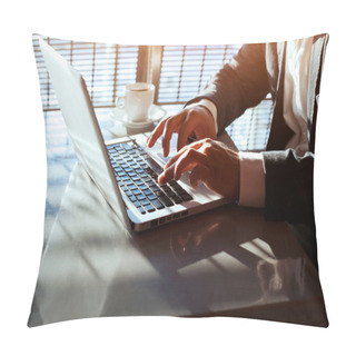 Personality  Businessman Working On Laptop Pillow Covers
