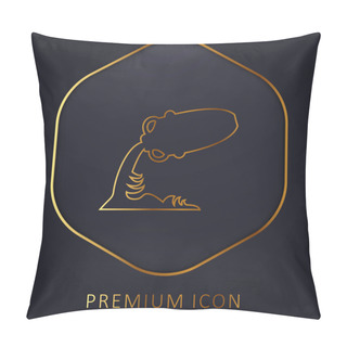 Personality  Aquarius Astrological Sign Symbol Golden Line Premium Logo Or Icon Pillow Covers